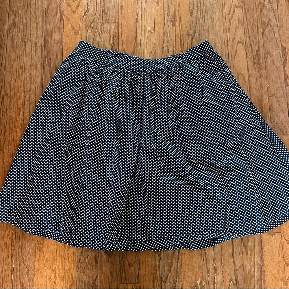 Boden Women’s Polka Dot Navy White Cotton Pleated  Skirt Size 12L